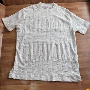 Topman festival relaxed fit crochet t-shirt, white. Size small